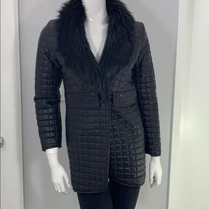 Black Fur Quilted Coat